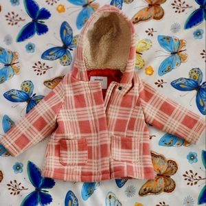 White and Pink Plaid Jaket For Baby. Size 12 - 18 Months.